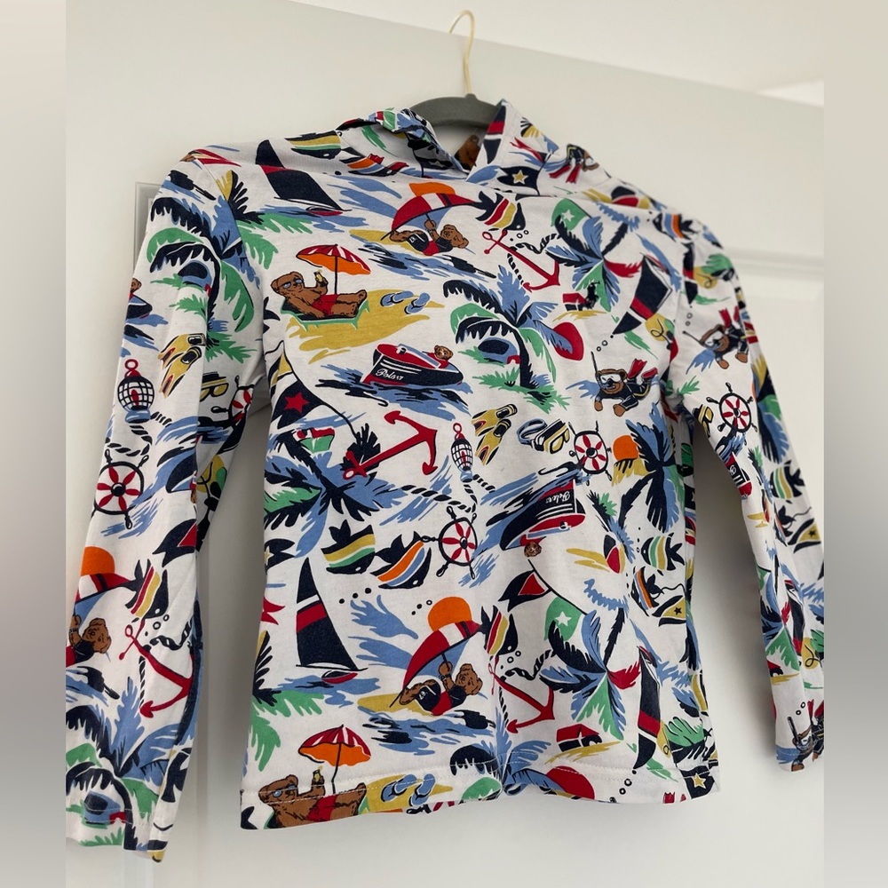 Boys Ralph Lauren Sailor Boats and Teddy Bear Hoodie